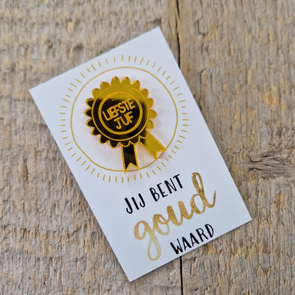 Pins Medaille liefste juf - Afbeelding 2