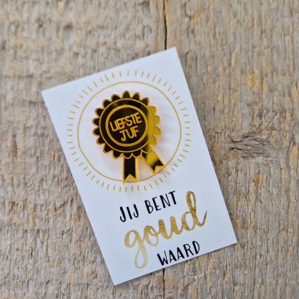 Pins Medaille liefste juf