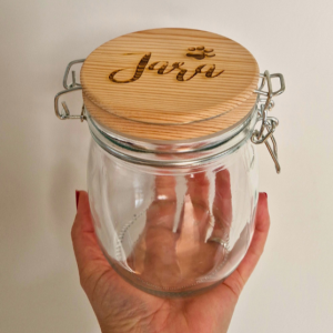 Weckpot met houten deksel